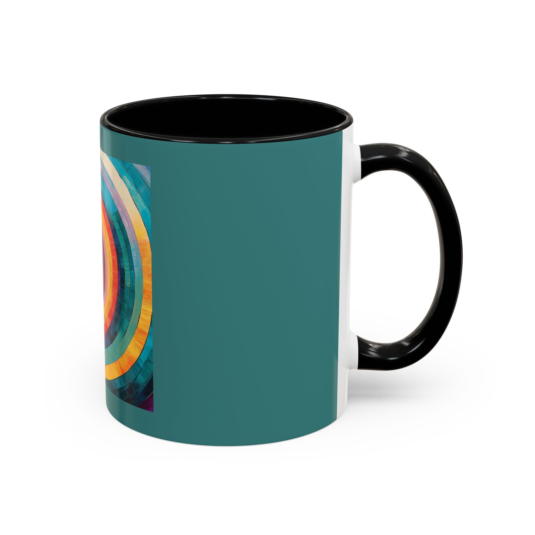 Colorful Concentric Circle Accent Coffee Mug – Vibrant Retro Art Design (11/15oz)