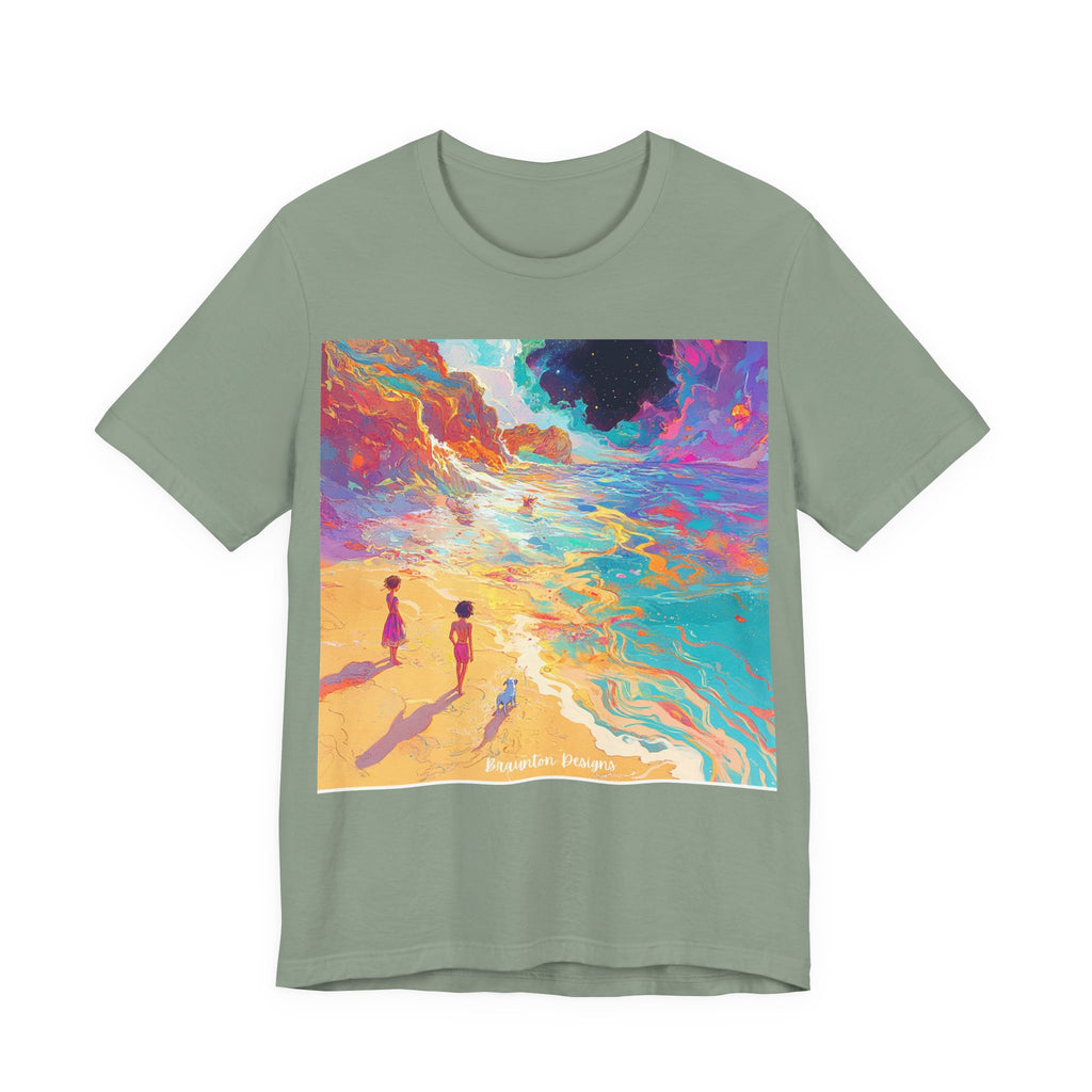 Surreal Beachscape T‑Shirt — Colorful Dreamy Seaside Art Tee- Lightweight fabric