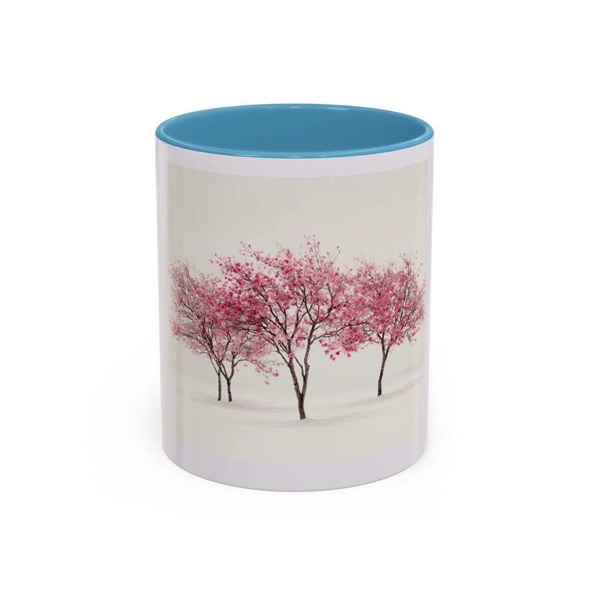 Cherry Blossom Accent Coffee Mug — Pink Tree Ceramic Mug (11/15oz)