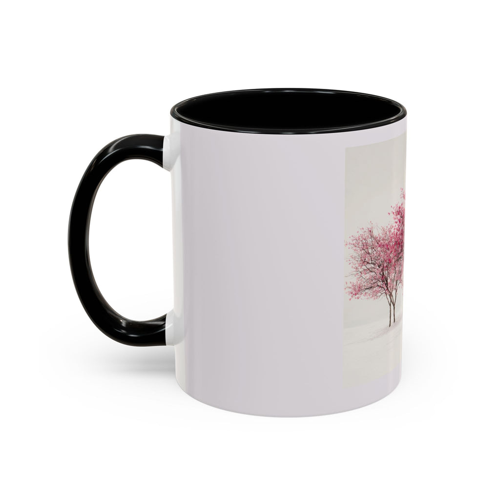 Cherry Blossom Accent Coffee Mug — Pink Tree Ceramic Mug (11/15oz)