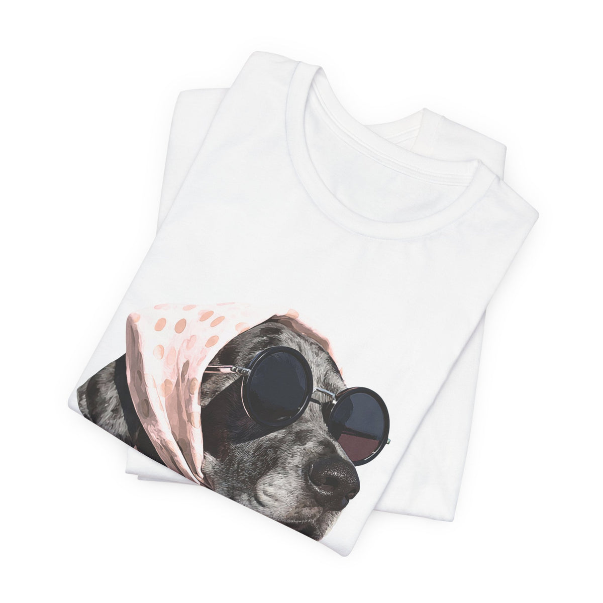 Vintage Dog Portrait T‑Shirt – Retro Sunglasses & Scarf Graphic. Lightweight fabric