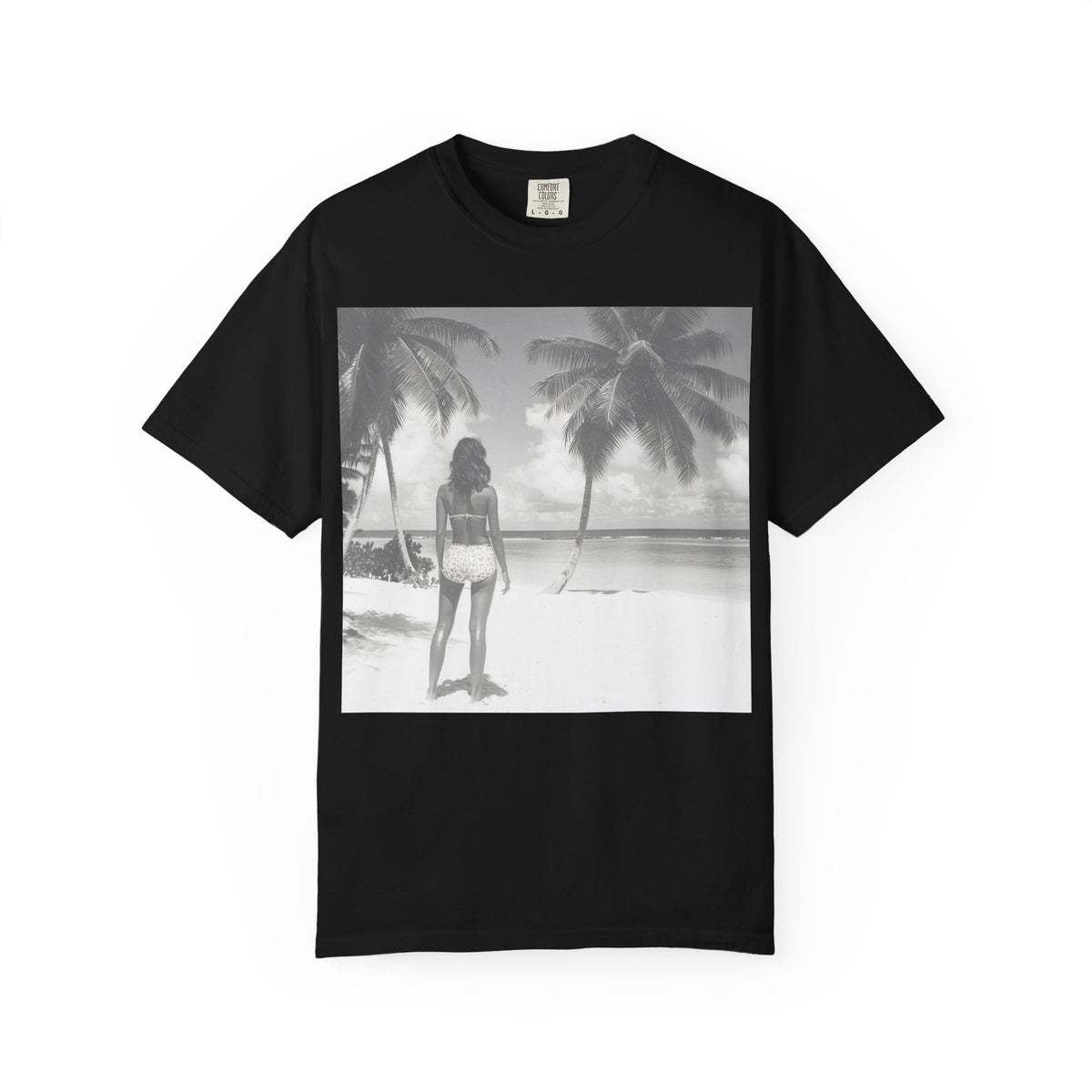 Vintage Beach Photo T‑Shirt — Coastal Retro Palm Print