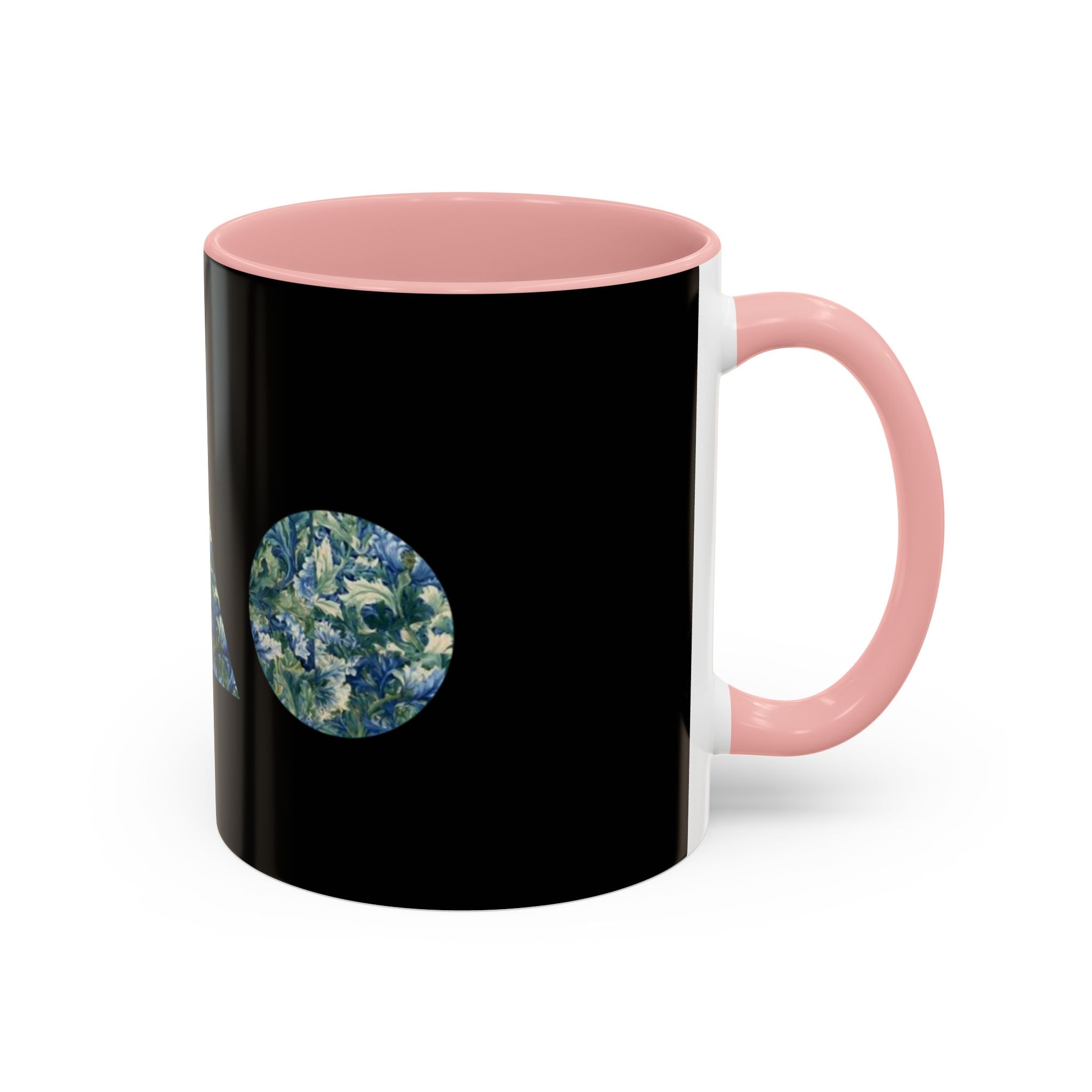 Geometric Floral Accent Coffee Mug — Blue Marble Circle Triangle Square