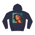 Smiling Portrait Hoodie — Vibrant Painted Woman Graphic Pullover