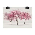Pink Blossom Tree Rolled Poster | Cherry Blossom Wall Art, Minimal Landscape Print