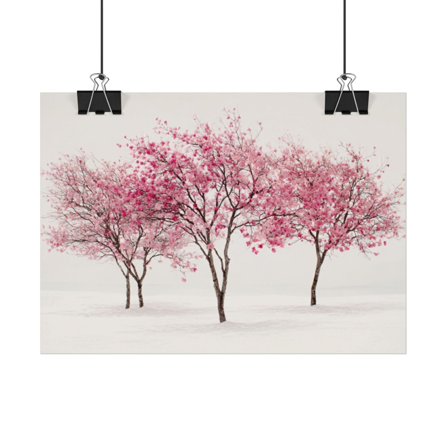 Pink Blossom Tree Rolled Poster | Cherry Blossom Wall Art, Minimal Landscape Print