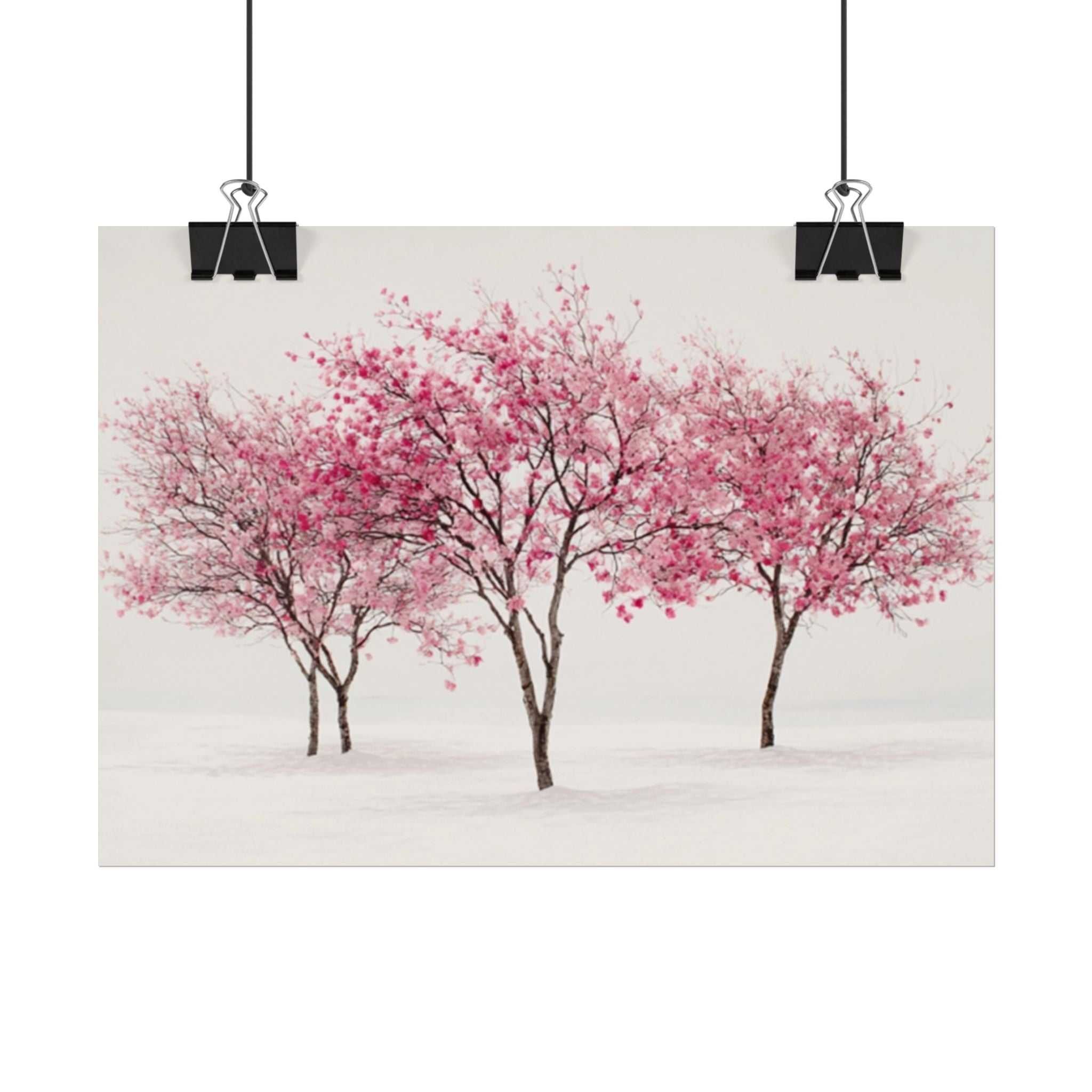 Pink Blossom Tree Rolled Poster | Cherry Blossom Wall Art, Minimal Landscape Print