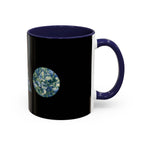 Geometric Floral Accent Coffee Mug — Blue Marble Circle Triangle Square