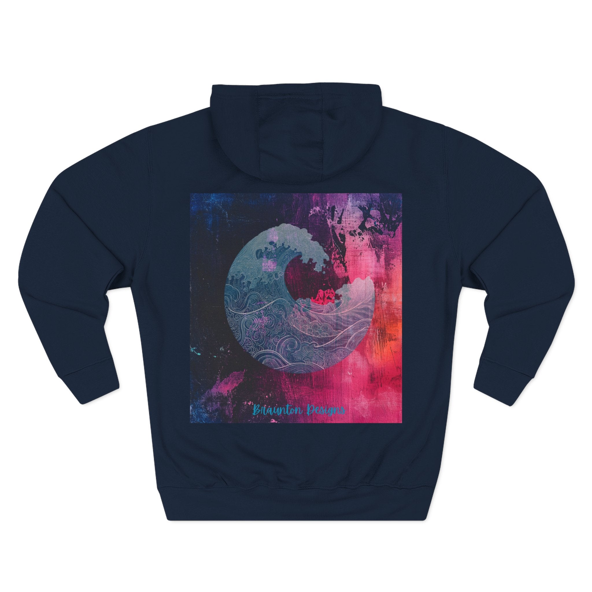 Wave Graphic Hoodie – Vibrant Ocean Art Fleece Hoodie