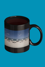 Beach Coffee Mug – Scenic Oceanfront Umbrella Design