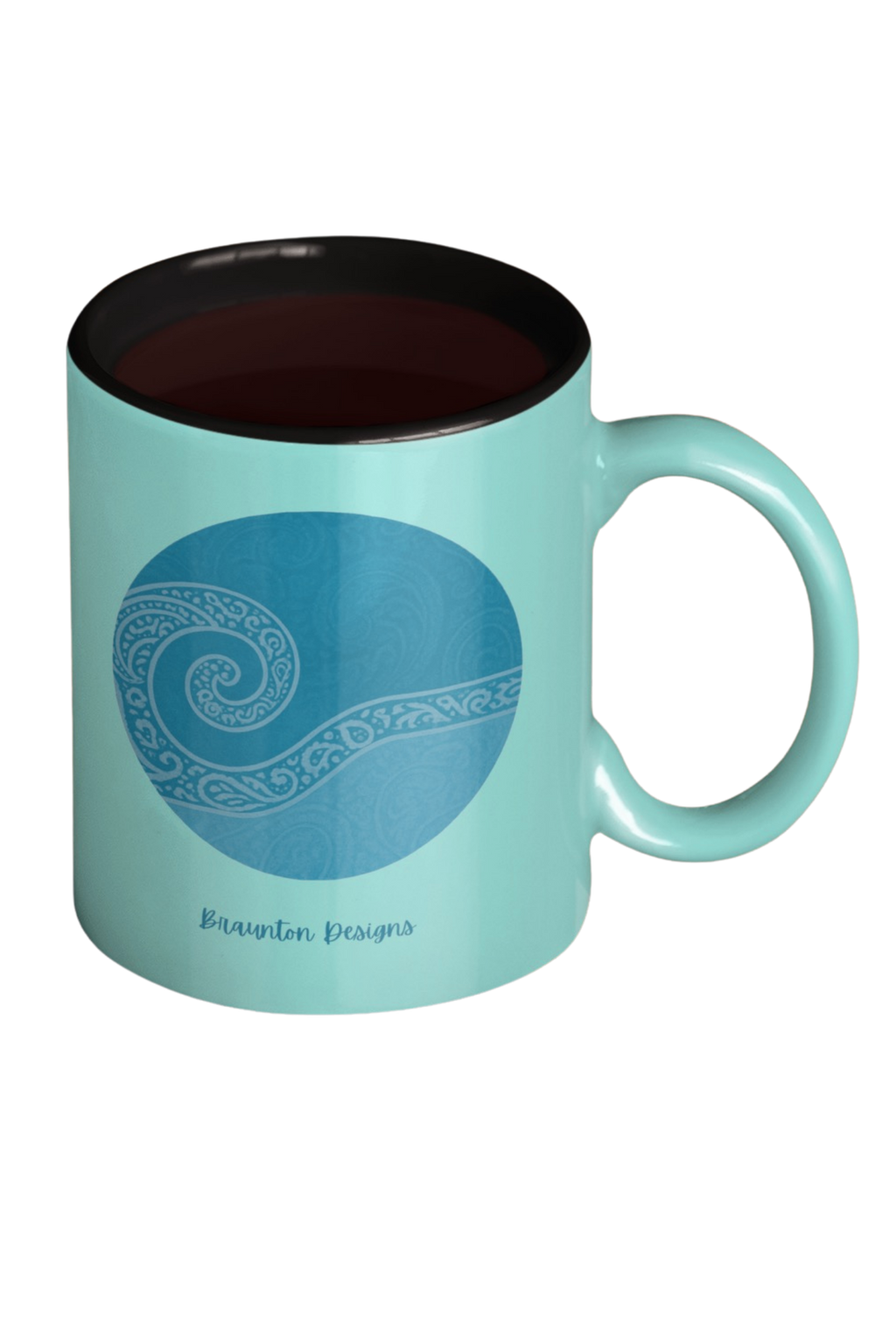 Blue Wave Accent Coffee Mug – Ocean Swirl 11/15oz Ceramic
