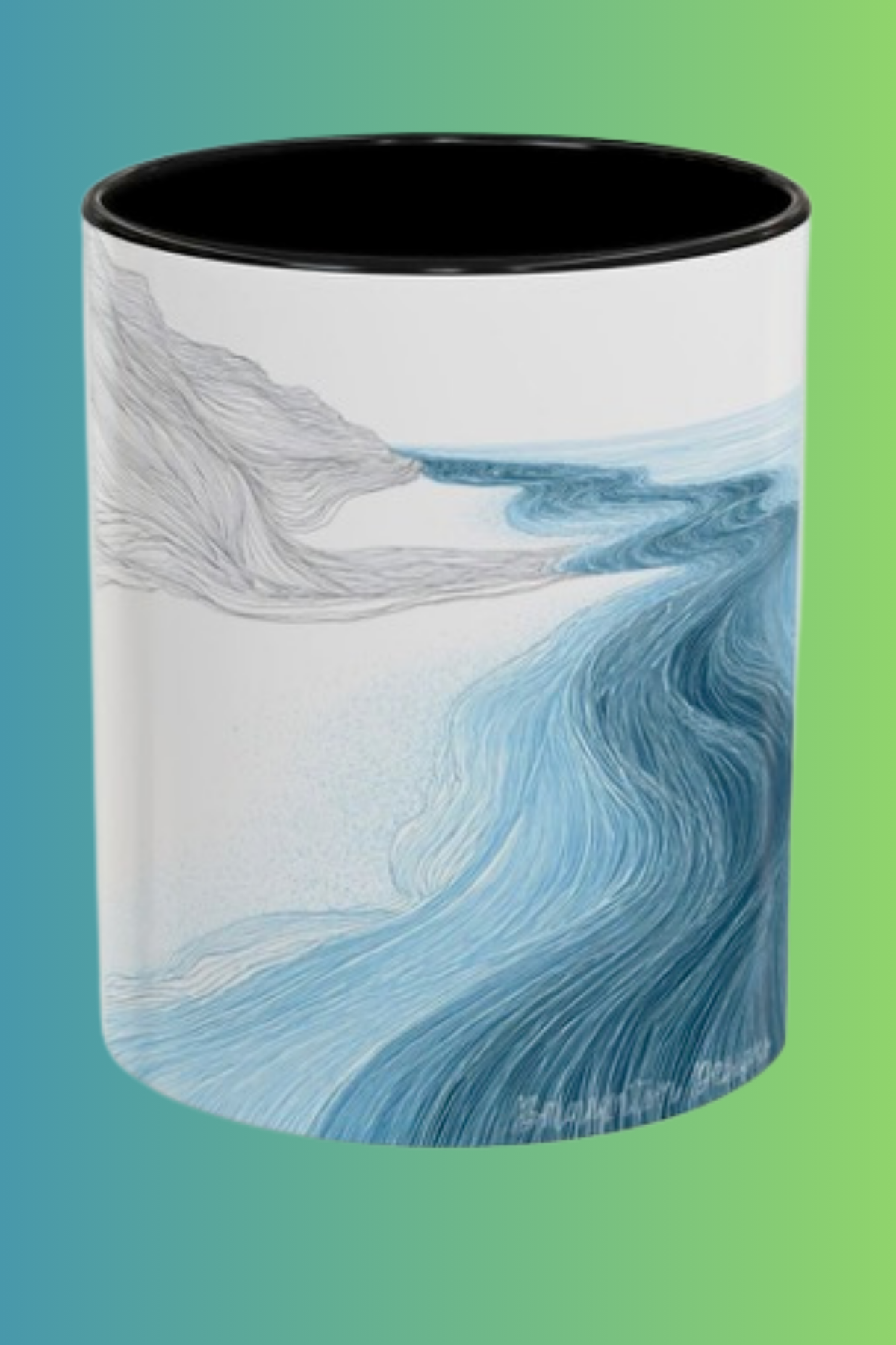 Blue Wave Accent Coffee Mug — Ocean Brushstroke Art (11/15oz)