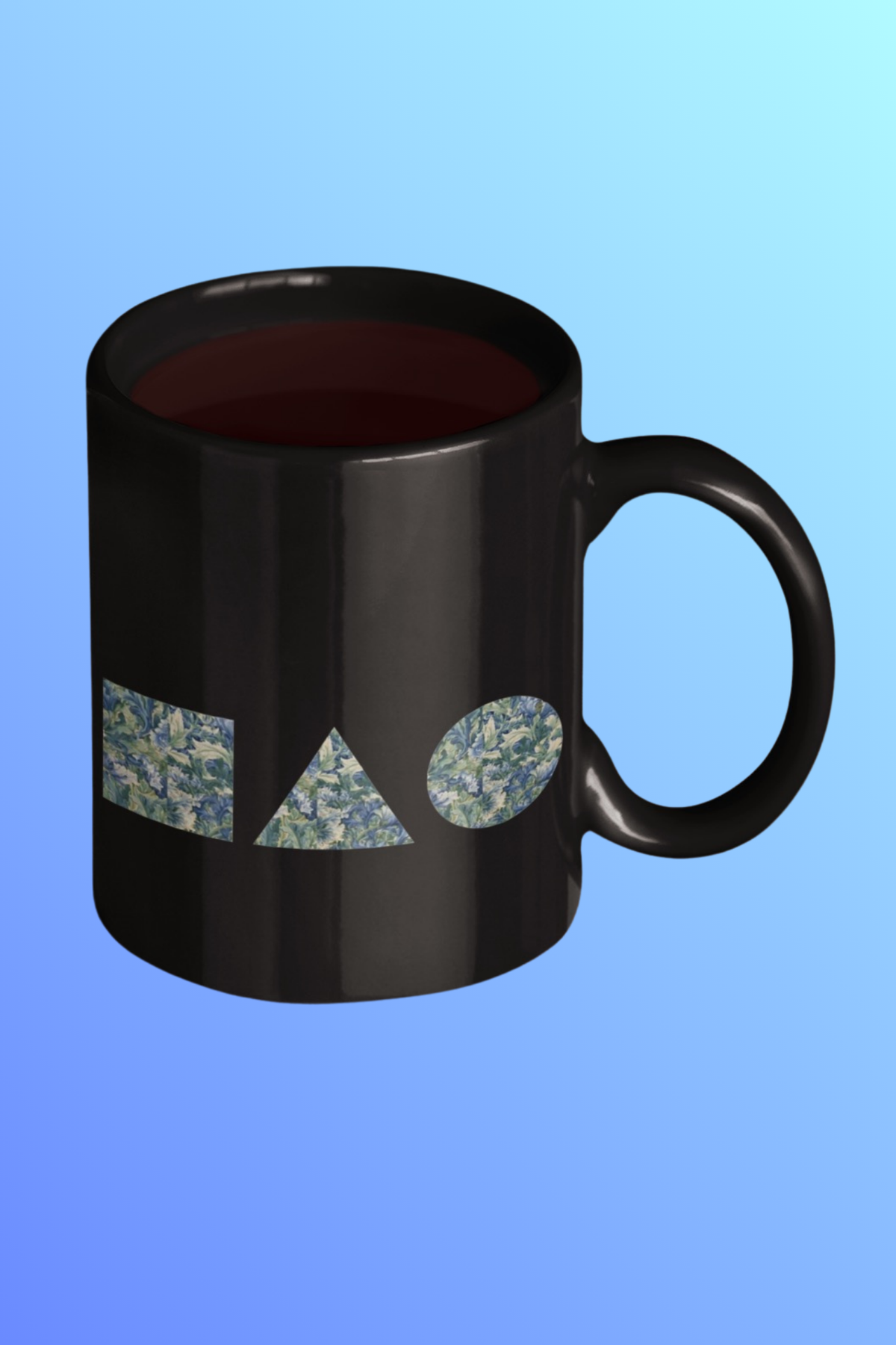 Geometric Art Mug – Blue Marble Floral Design
