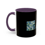 Geometric Floral Accent Coffee Mug — Blue Marble Circle Triangle Square