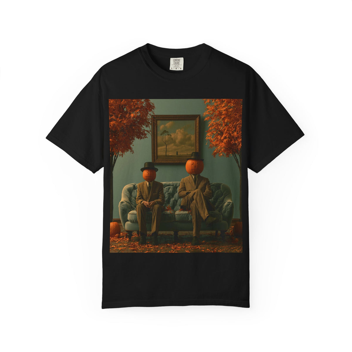 Surreal Pumpkin Heads Art T-Shirt — Autumn Vintage Living Room Design