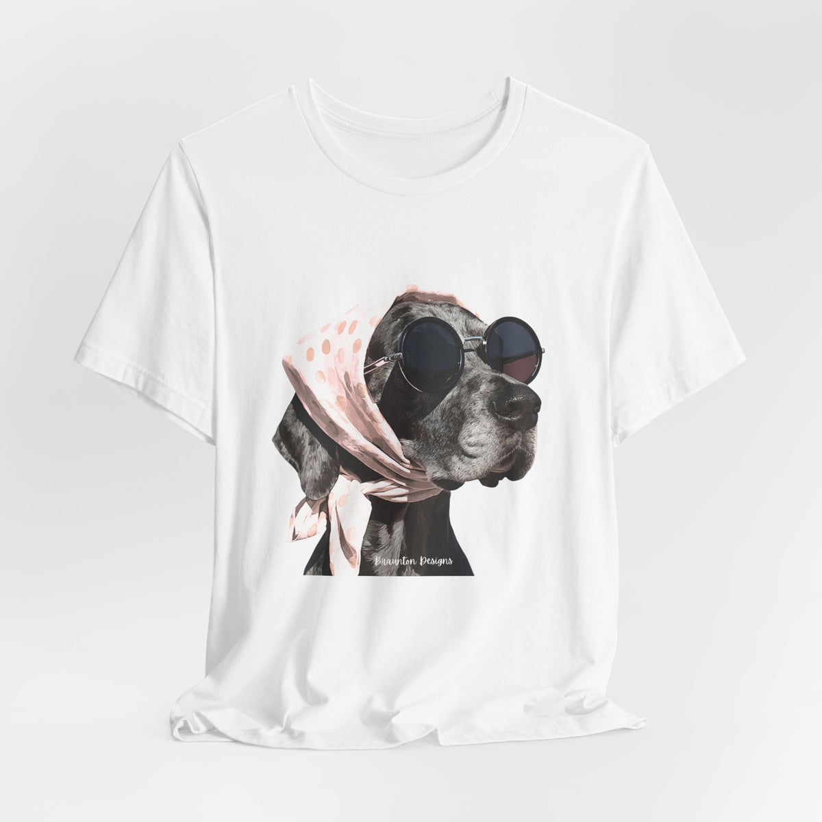 Vintage Dog Portrait T‑Shirt – Retro Sunglasses & Scarf Graphic. Lightweight fabric