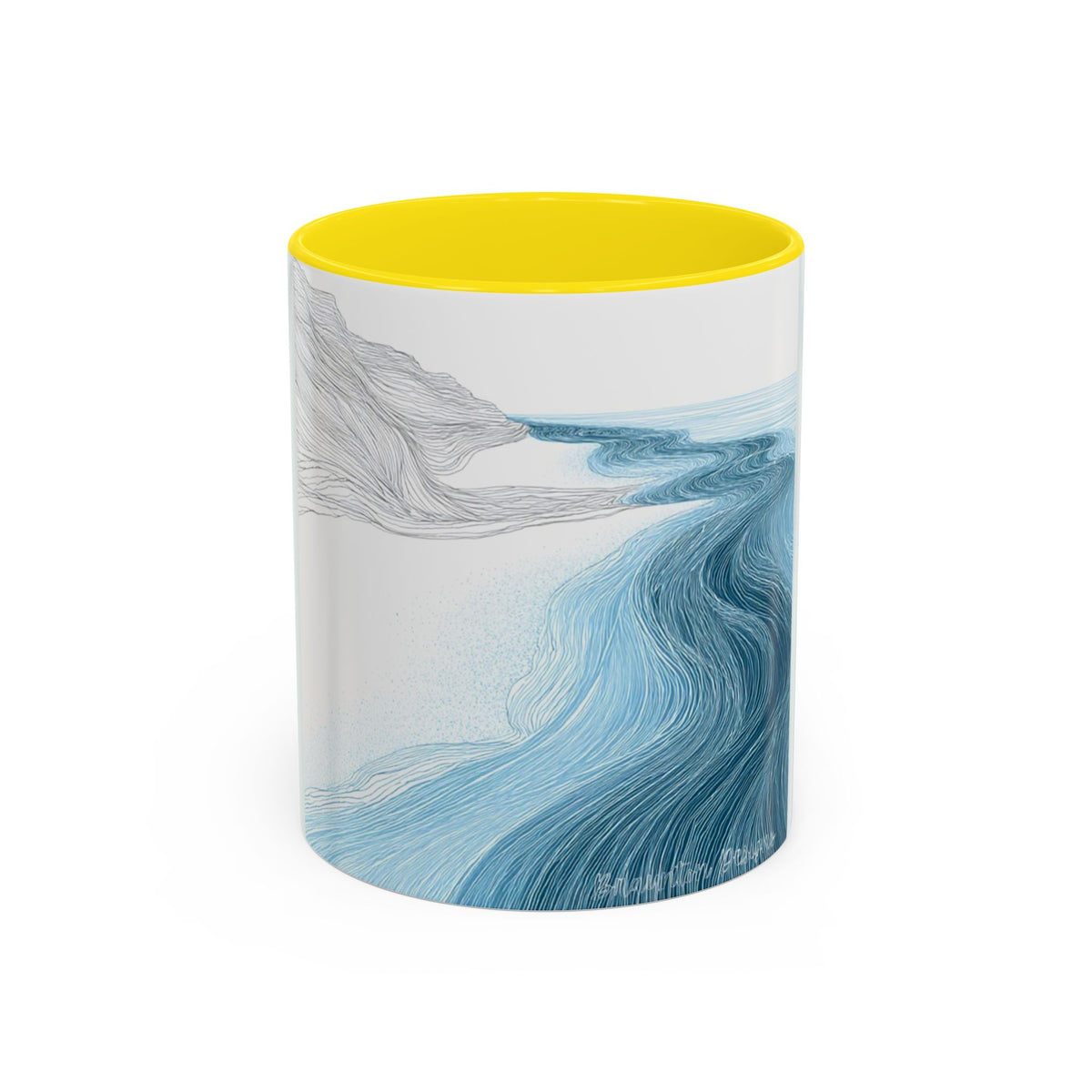 Blue Wave Accent Coffee Mug — Ocean Brushstroke Art (11/15oz)