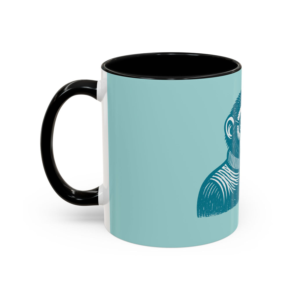 Retro Monkey Coffee Mug — Cute Chimp with 'Braunton Designs' Cup | Fun Gift for Coffee Lovers