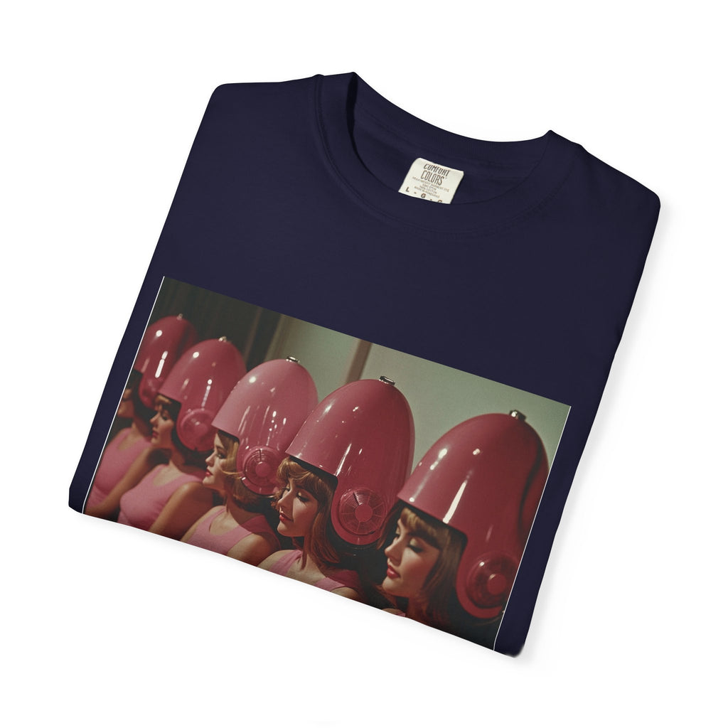 Retro Salon Photo T-Shirt — Vintage Pink Hair Dryer Print