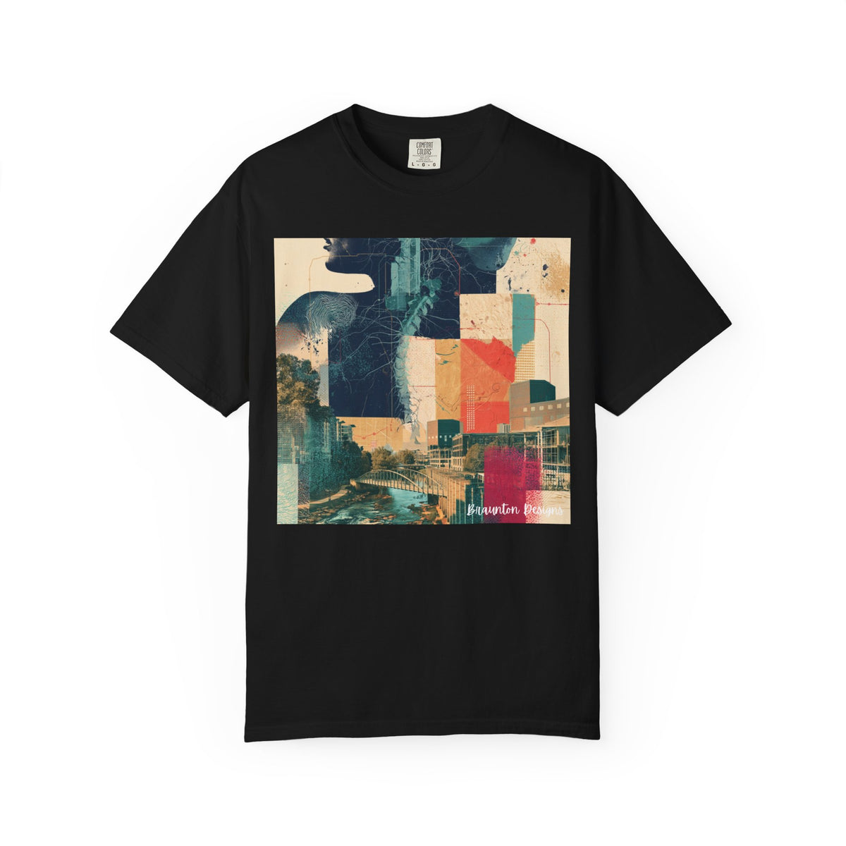 Abstract Cityscape T-Shirt — Vintage Collage Graphic Tee