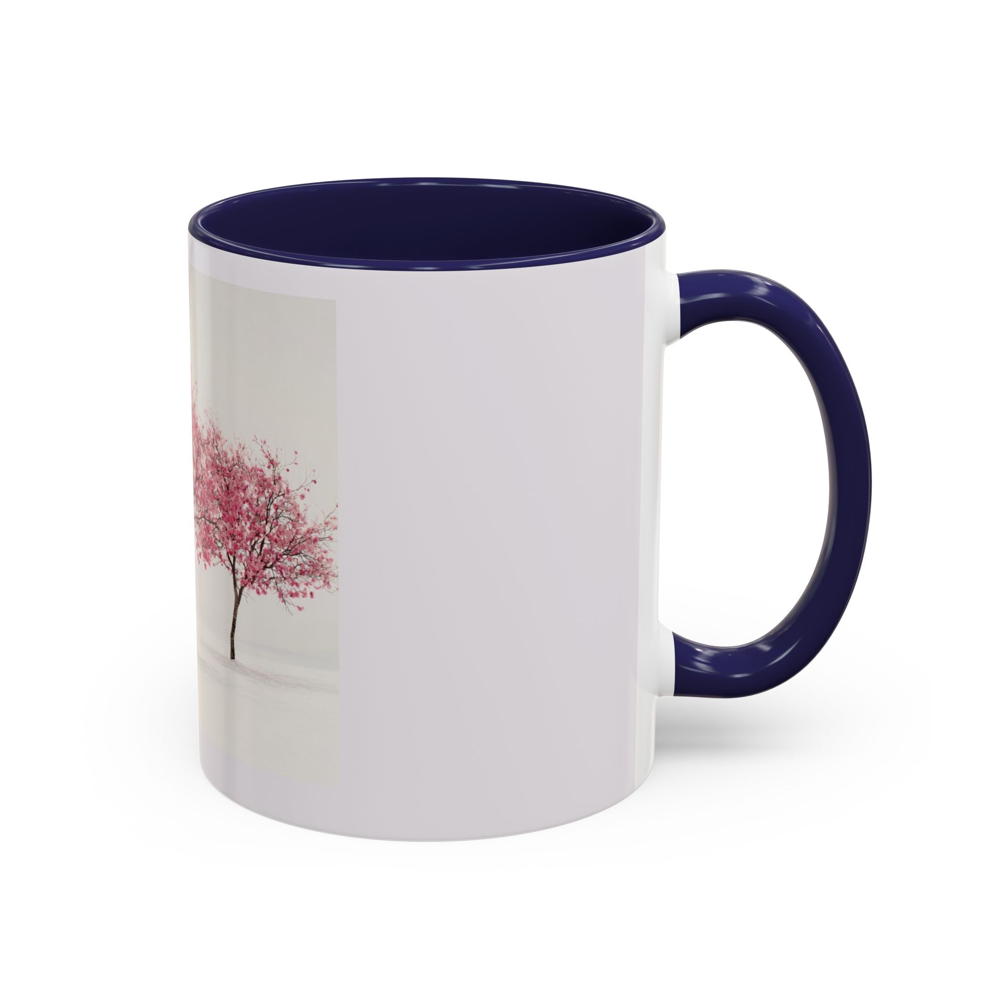 Cherry Blossom Accent Coffee Mug — Pink Tree Ceramic Mug (11/15oz)