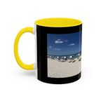 Beach Umbrellas Photo Coffee Mug — Scenic Oceanfront 11/15oz Accent Mug