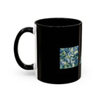 Geometric Floral Accent Coffee Mug — Blue Marble Circle Triangle Square