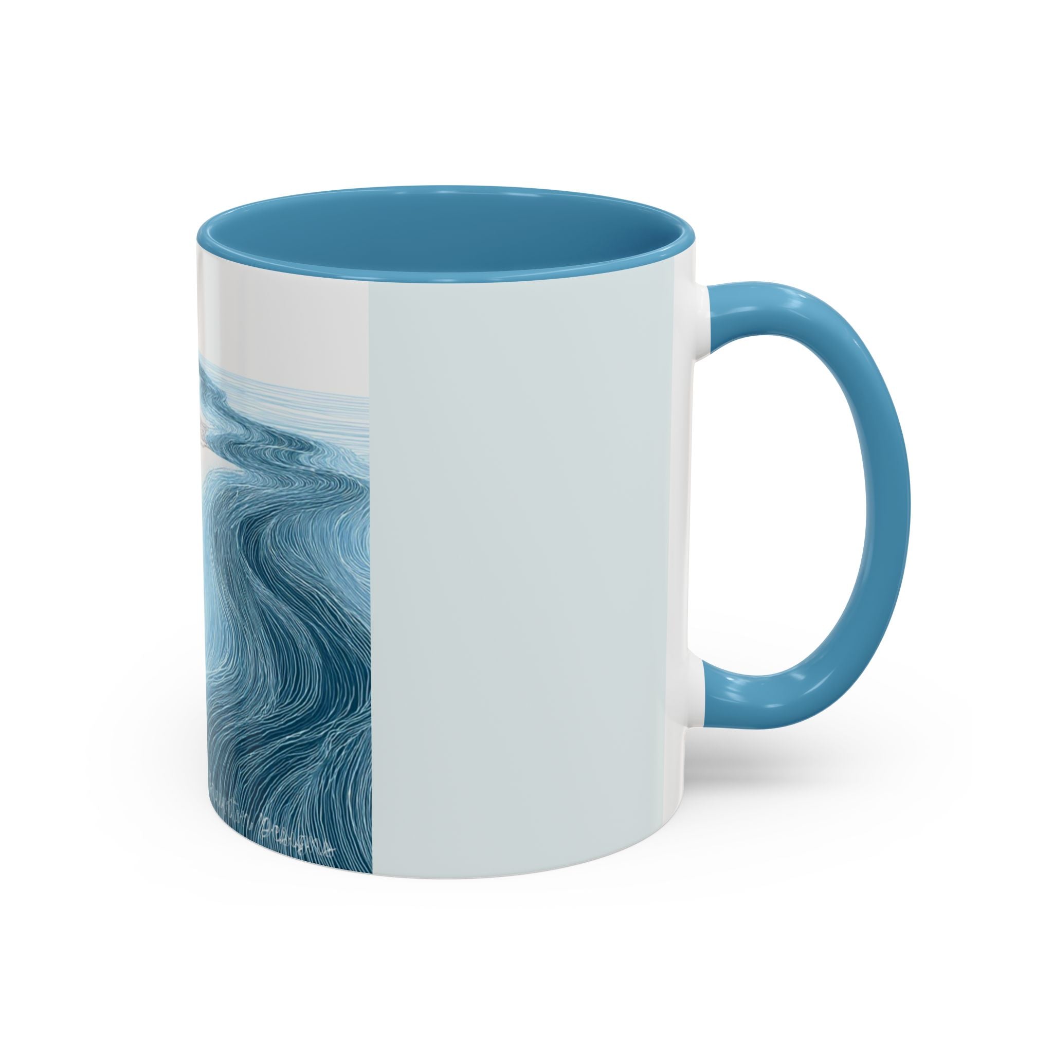 Blue Wave Accent Coffee Mug — Ocean Brushstroke Art (11/15oz)