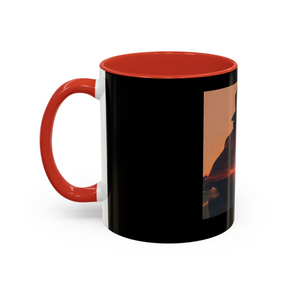 Sunset Guitarist Accent Coffee Mug — Silhouette Music Lover Gift