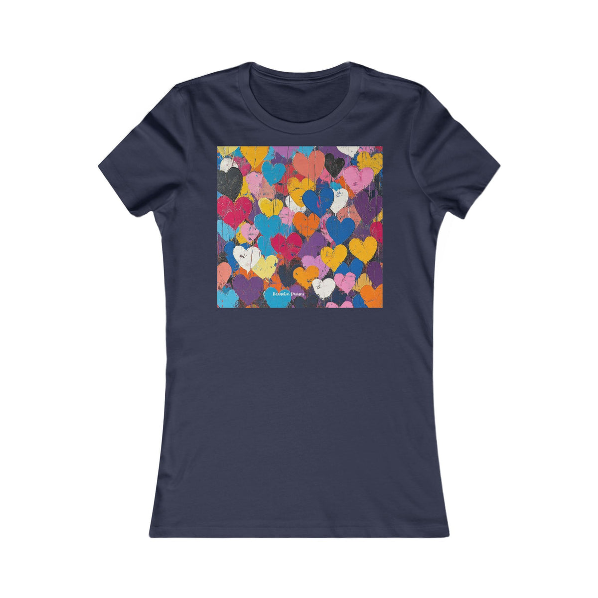 Women's Heart Pattern Tee - Colorful Heart Square Graphic Shirt