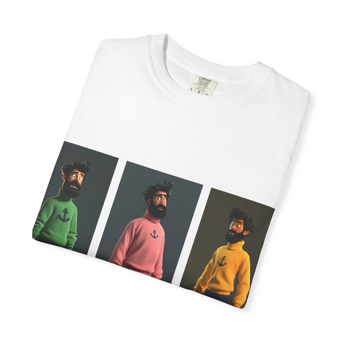Retro Triptych Crew Graphic T-Shirt — Three Color Sweater Men Print