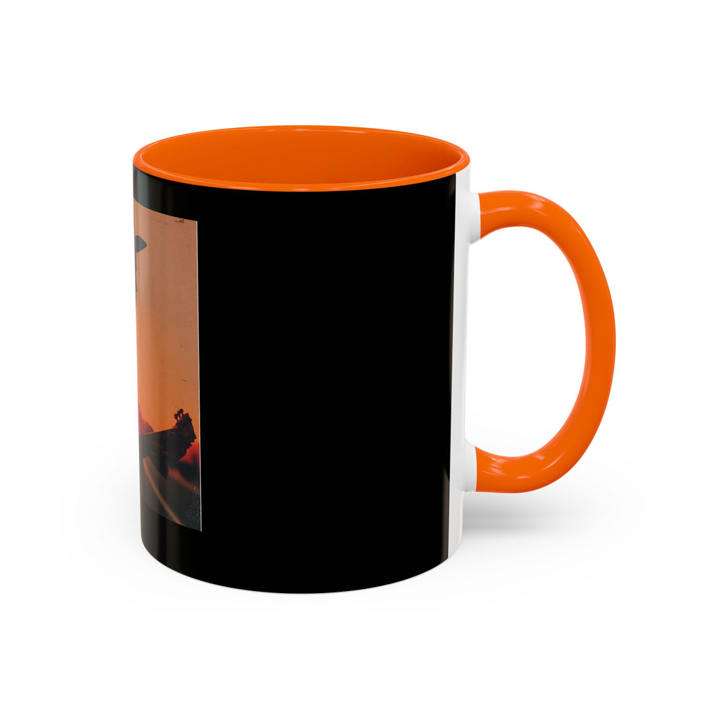 Sunset Guitarist Accent Coffee Mug — Silhouette Music Lover Gift