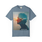 Surfer Double Exposure Tee — Ocean Sunset Silhouette T-Shirt