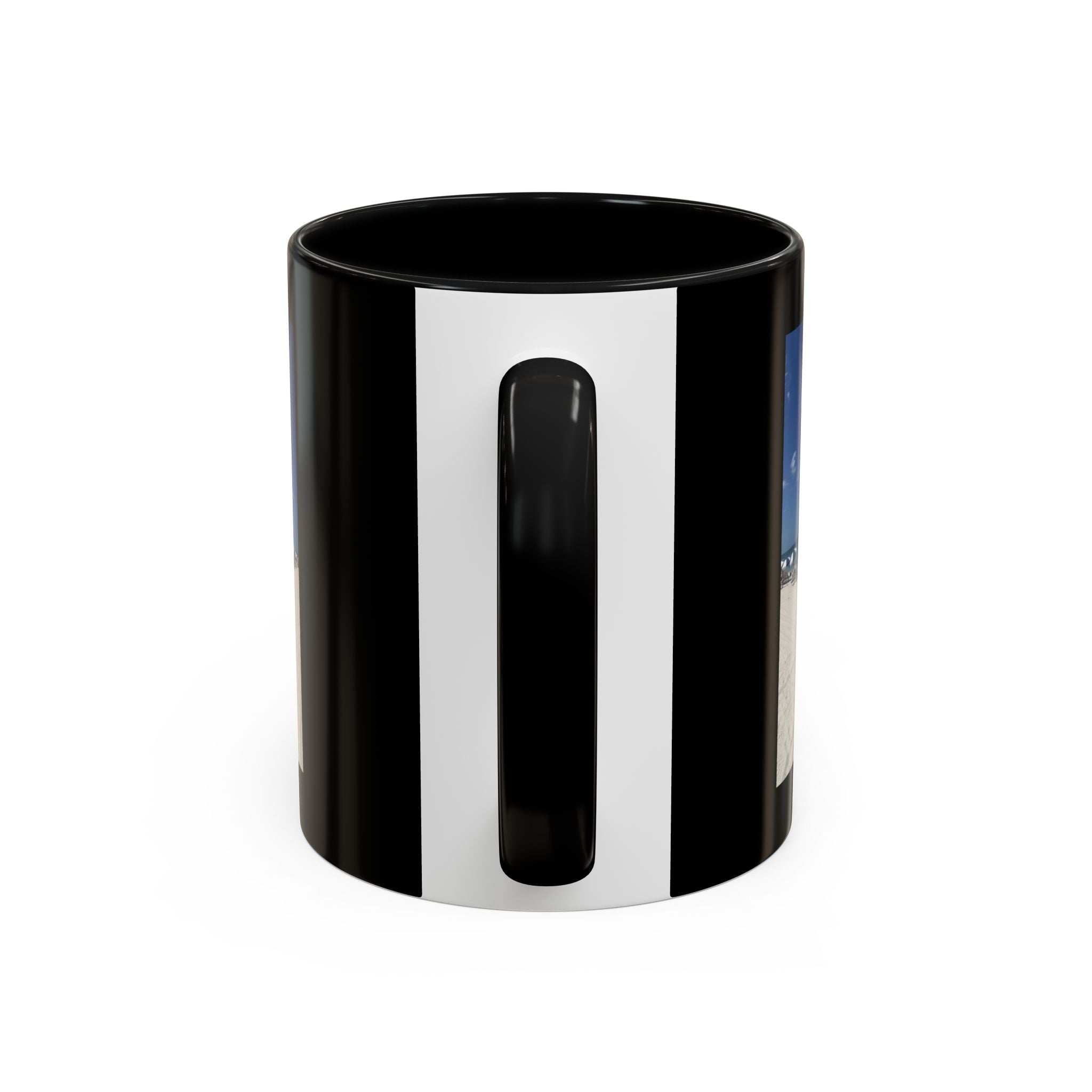 Beach Umbrellas Photo Coffee Mug — Scenic Oceanfront 11/15oz Accent Mug