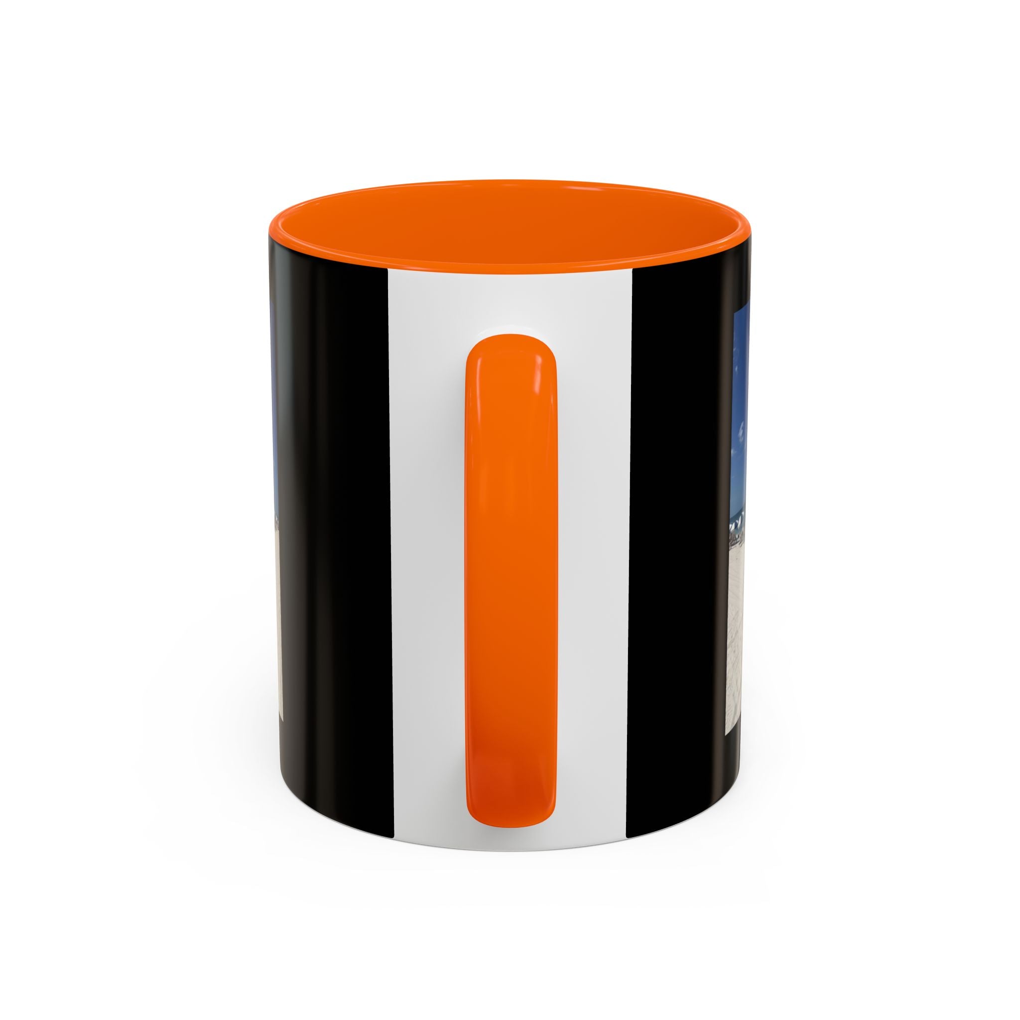 Beach Umbrellas Photo Coffee Mug — Scenic Oceanfront 11/15oz Accent Mug