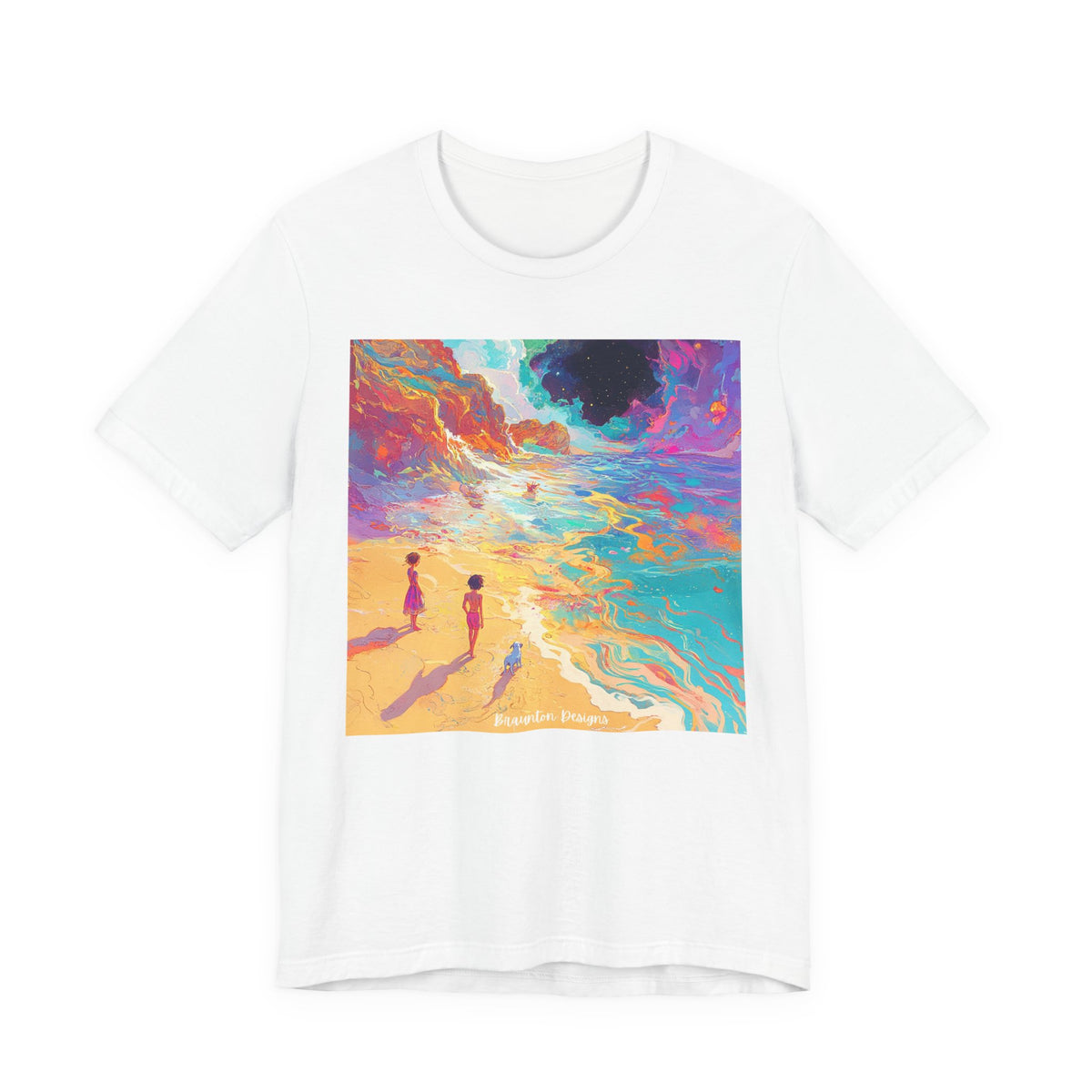 Surreal Beachscape T‑Shirt — Colorful Dreamy Seaside Art Tee- Lightweight fabric