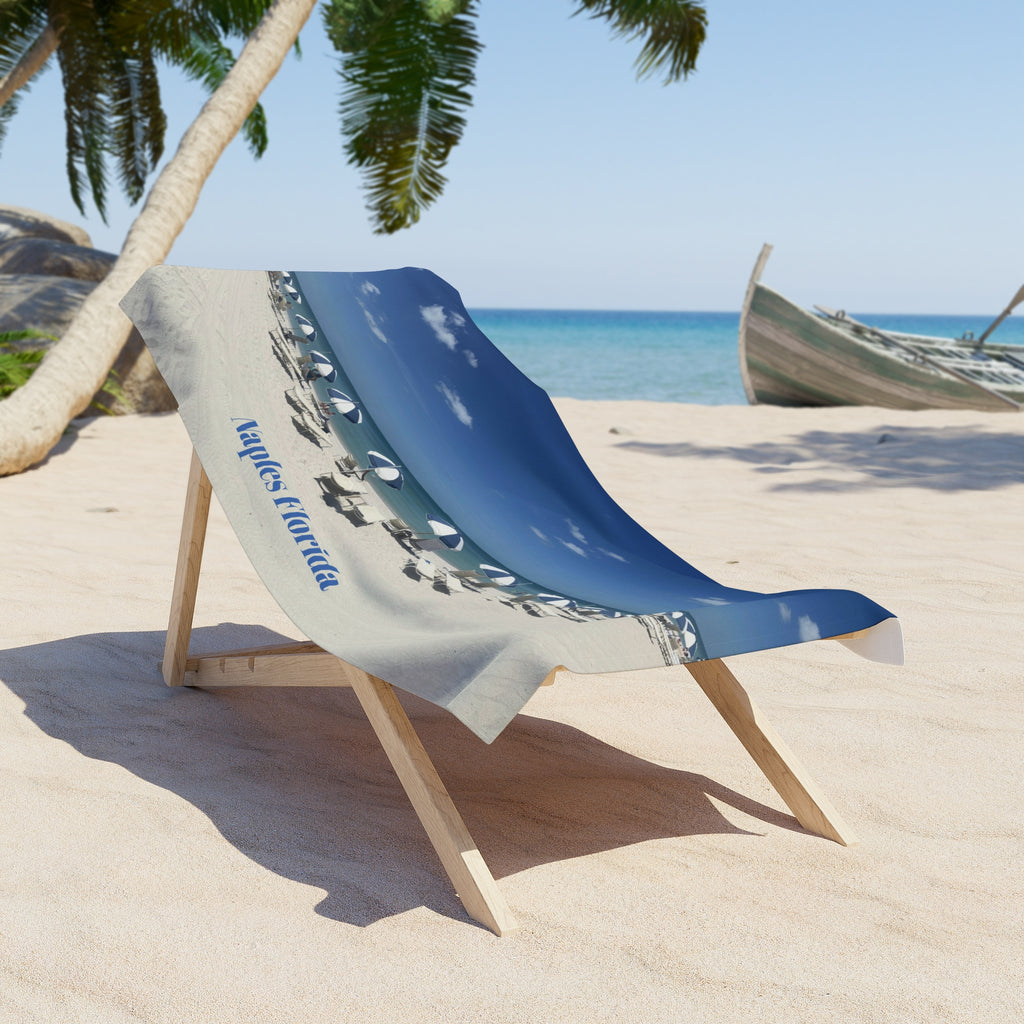 Beach Chairs and Umbrellas Beach Towel | Coastal Summer Scene