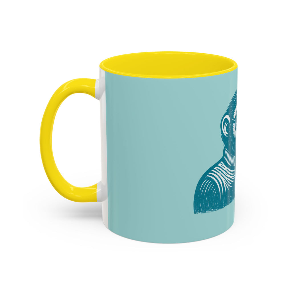 Retro Monkey Coffee Mug — Cute Chimp with 'Braunton Designs' Cup | Fun Gift for Coffee Lovers