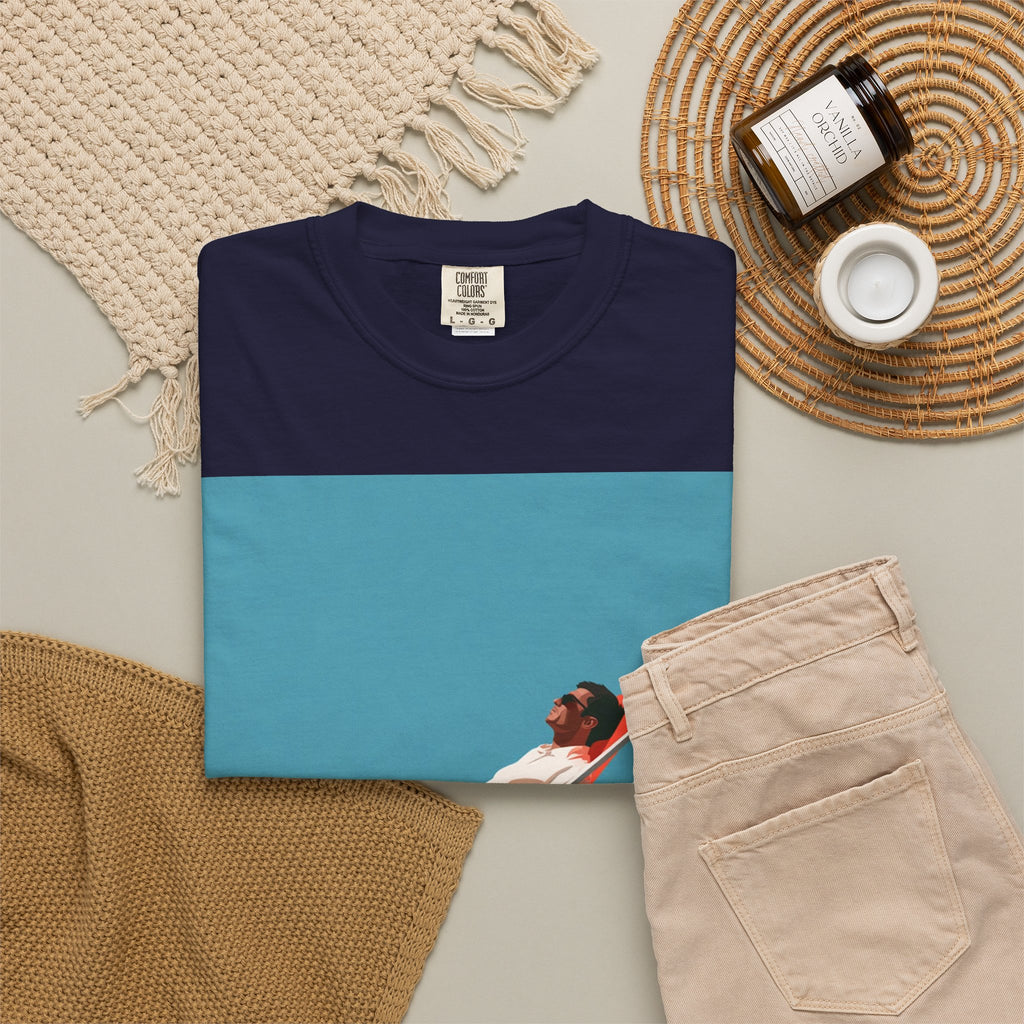 T-Shirt — Relaxing Beach Lounger Graphic Tee ("Revelin Sleeps")