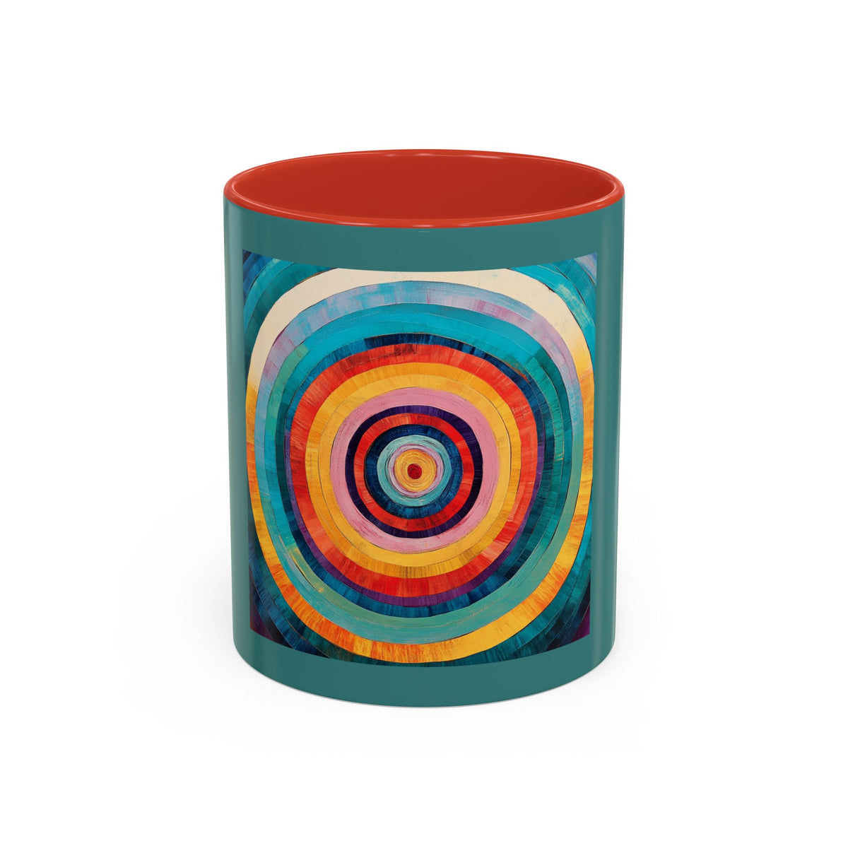 Colorful Concentric Circle Accent Coffee Mug – Vibrant Retro Art Design (11/15oz)