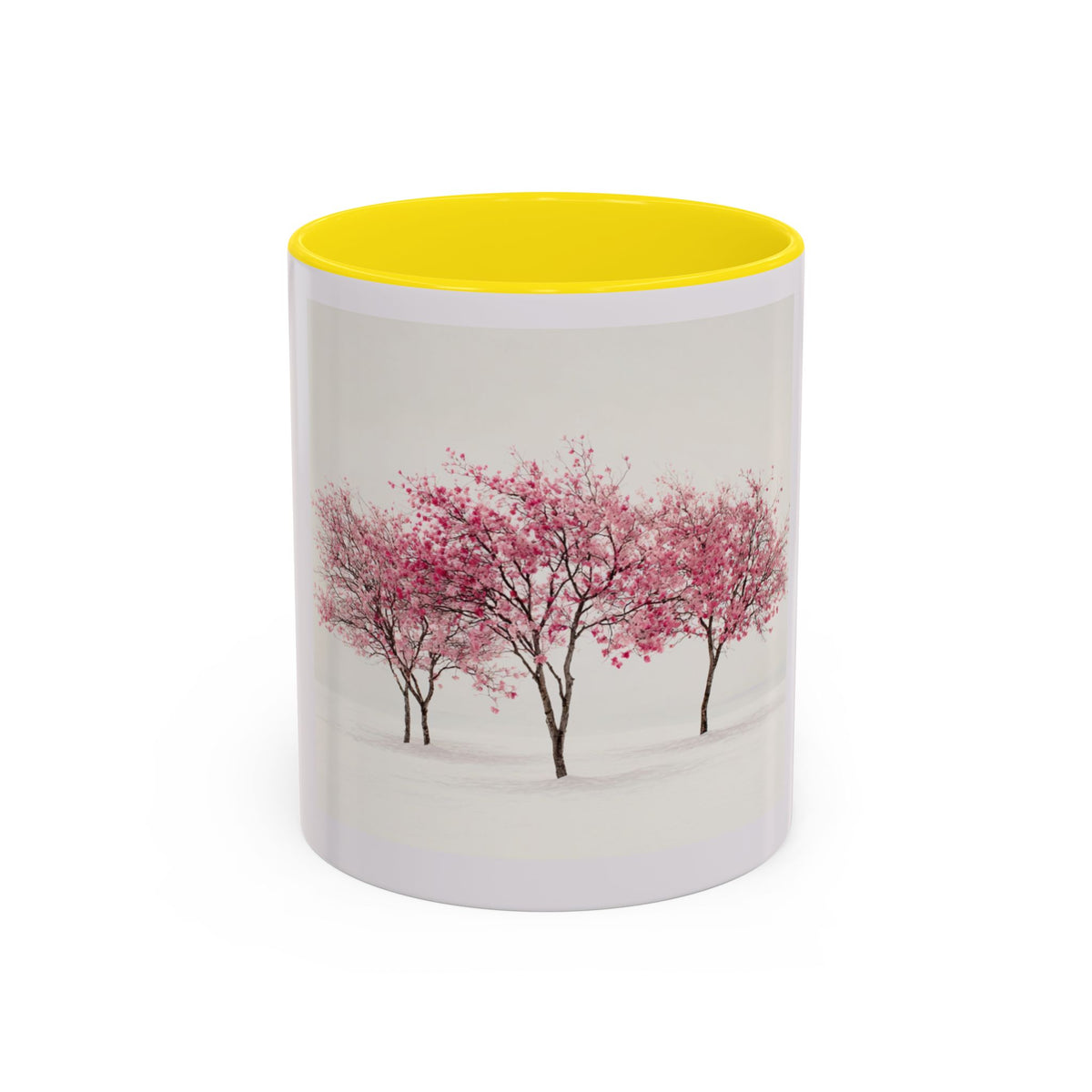 Cherry Blossom Accent Coffee Mug — Pink Tree Ceramic Mug (11/15oz)