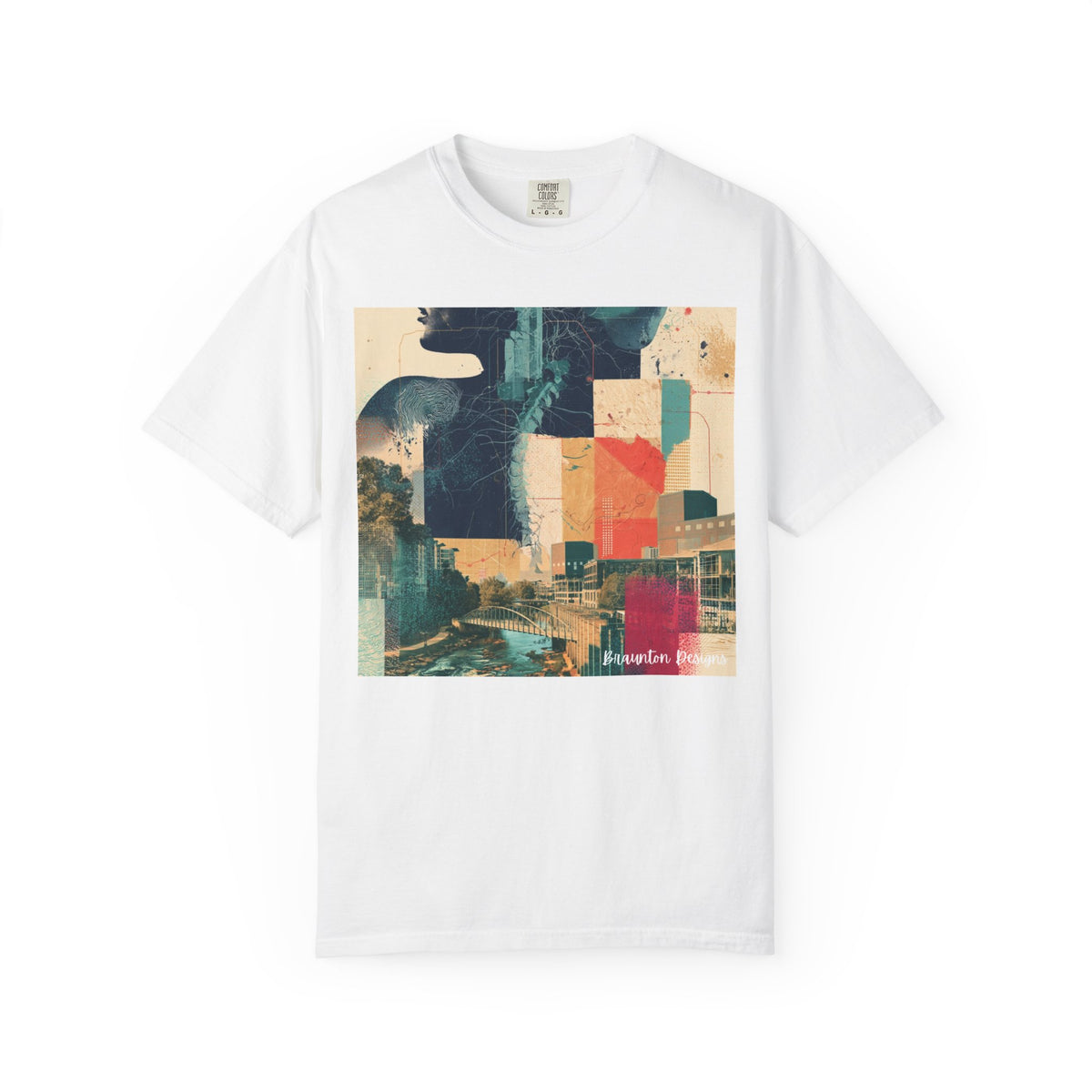Abstract Cityscape T-Shirt — Vintage Collage Graphic Tee