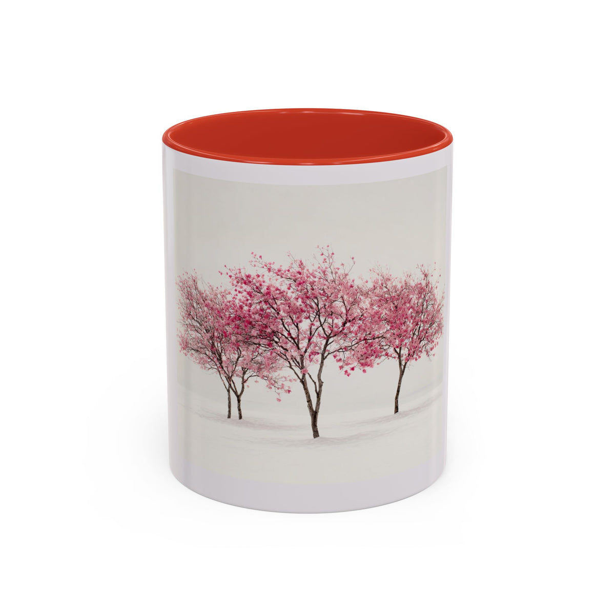 Cherry Blossom Accent Coffee Mug — Pink Tree Ceramic Mug (11/15oz)