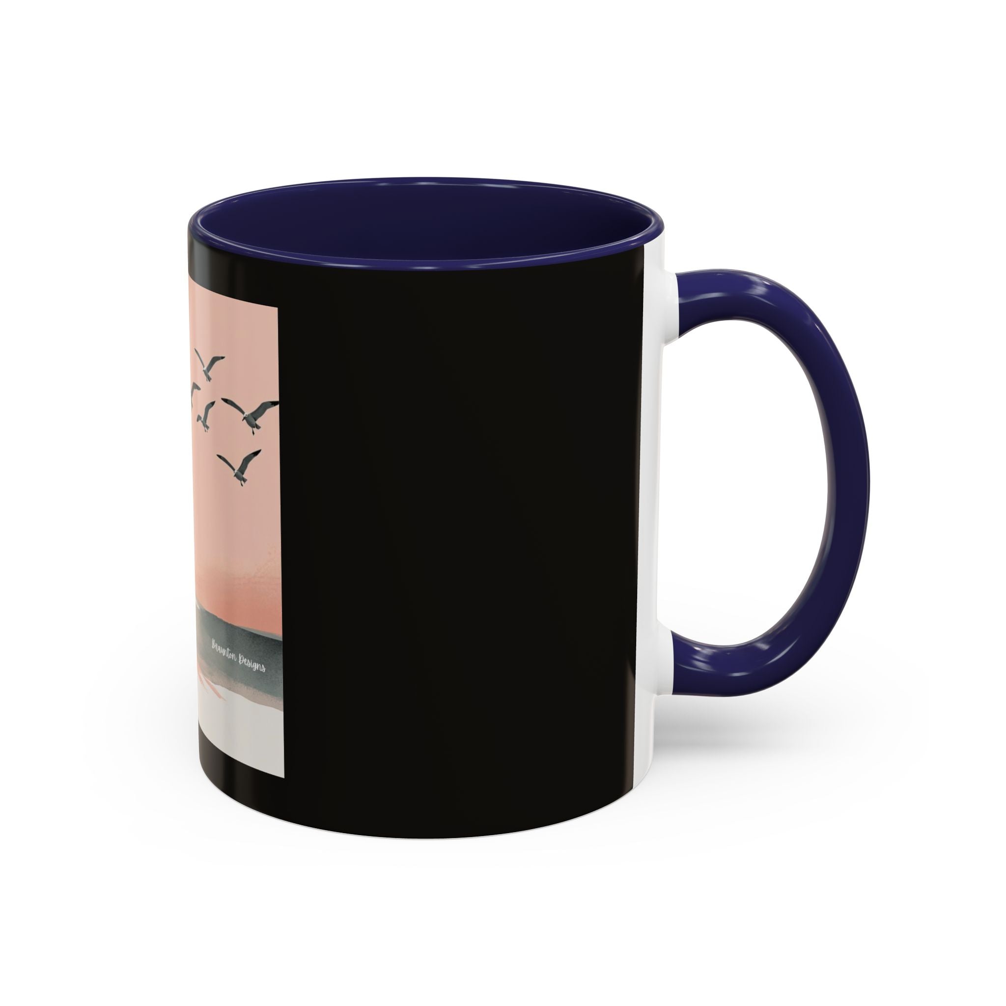 Surf Sunset Accent Coffee Mug — Beach Surfer Silhouette with Seagulls (11/15 oz)