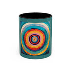 Colorful Concentric Circle Accent Coffee Mug – Vibrant Retro Art Design (11/15oz)