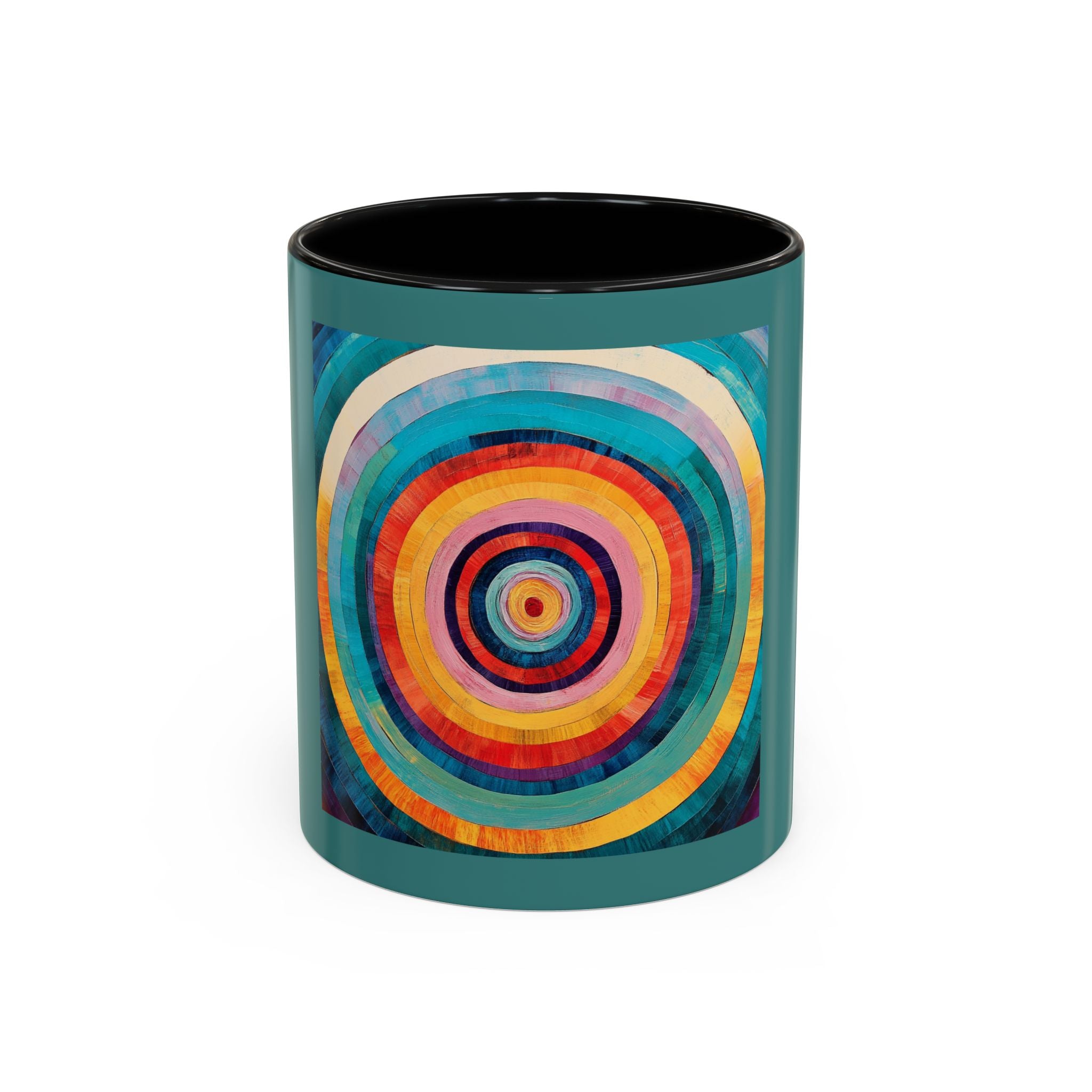 Colorful Concentric Circle Accent Coffee Mug – Vibrant Retro Art Design (11/15oz)