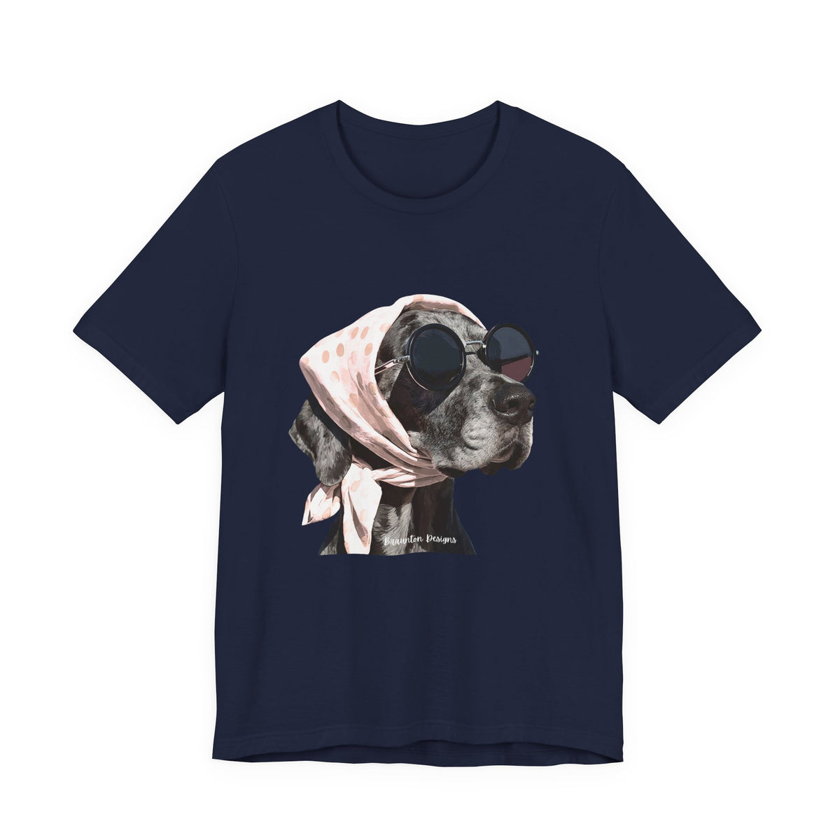 Vintage Dog Portrait T‑Shirt – Retro Sunglasses & Scarf Graphic. Lightweight fabric