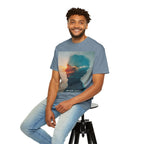 Surfer Double Exposure Tee — Ocean Sunset Silhouette T-Shirt