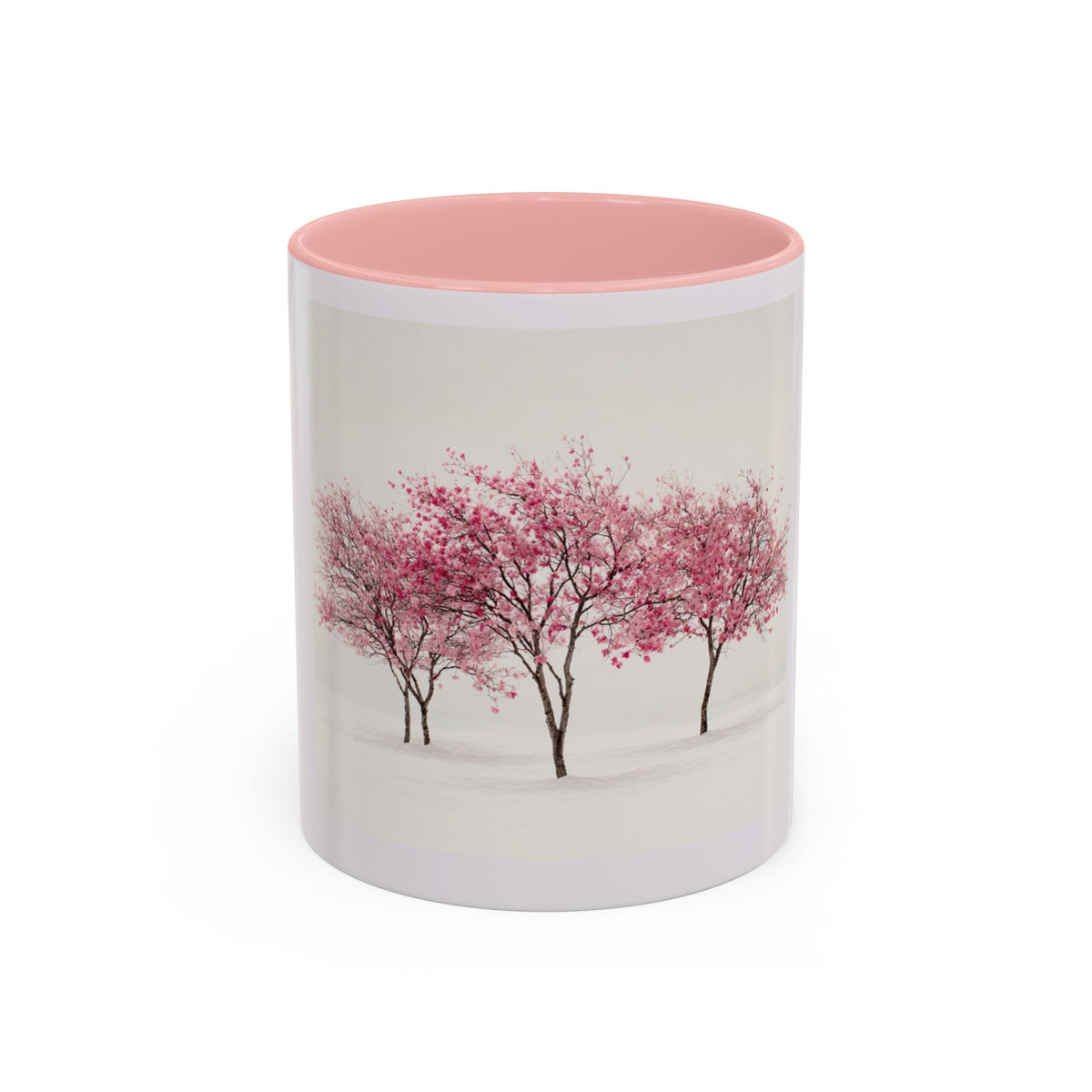 Cherry Blossom Accent Coffee Mug — Pink Tree Ceramic Mug (11/15oz)