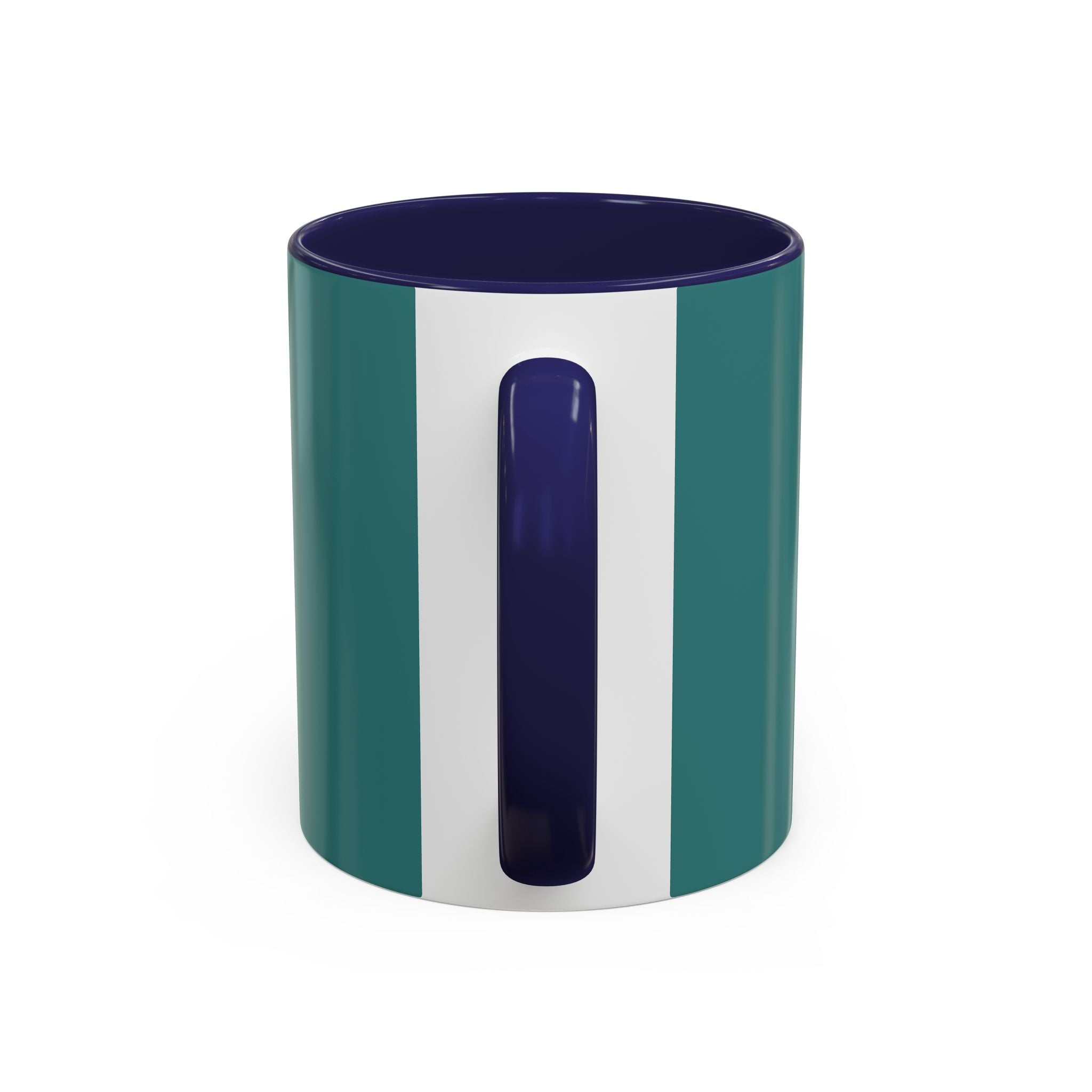 Surfing Art Coffee Mug — Teal Accent Ceramic Mug with Surfer Painting (11/15 oz)
